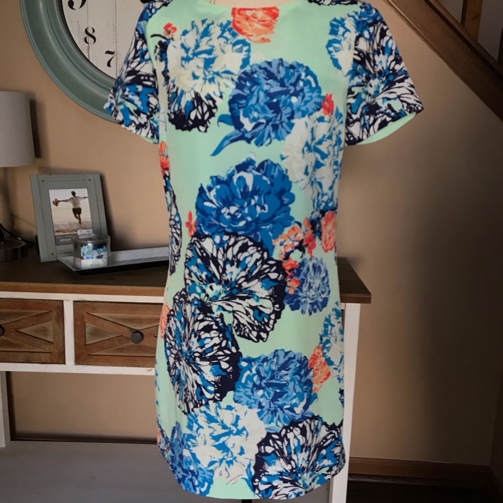 J. Crew floral blue shift dress